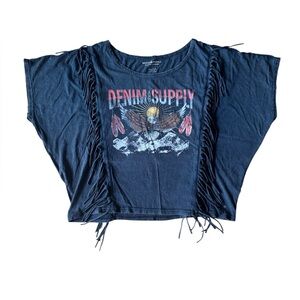 Ralph Lauren Denim & Supply Medium Fringe T Shirt Rock Grunge Moto Western